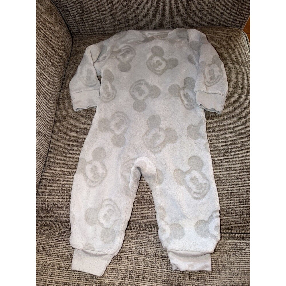 Disney Junior Mickey Mouse Soft Fleece  Full Body Zip Up Pajamas Grey Size 18m
